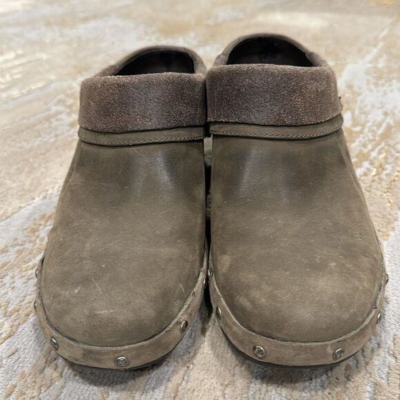 Merrell Luxe Wrap Gray Leather Slip on Mules size 8 in GUC - Picture 4 of 9